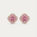 Scallop Halo Moissanite Studs, Sunset Rose
