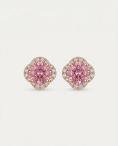 Scallop Halo Moissanite Studs (Sunset Rose)