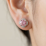 Scallop Halo Moissanite Studs, Sunset Rose