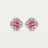 Scallop Halo Moissanite Studs, Sunset Rose