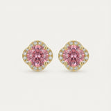 Scallop Halo Moissanite Studs, Sunset Rose