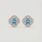 Scallop Halo Moissanite Studs, Sky Dew