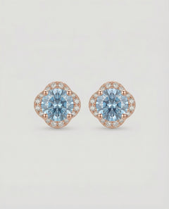 Scallop Halo Moissanite Studs (Sky Dew)