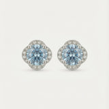 Scallop Halo Moissanite Studs, Sky Dew