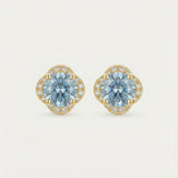 Scallop Halo Moissanite Studs, Sky Dew
