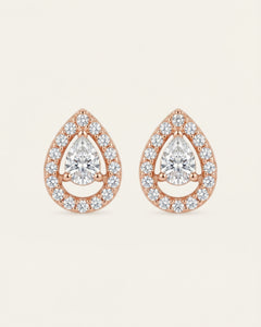 Selene Moissanite Studs, Pear Cut