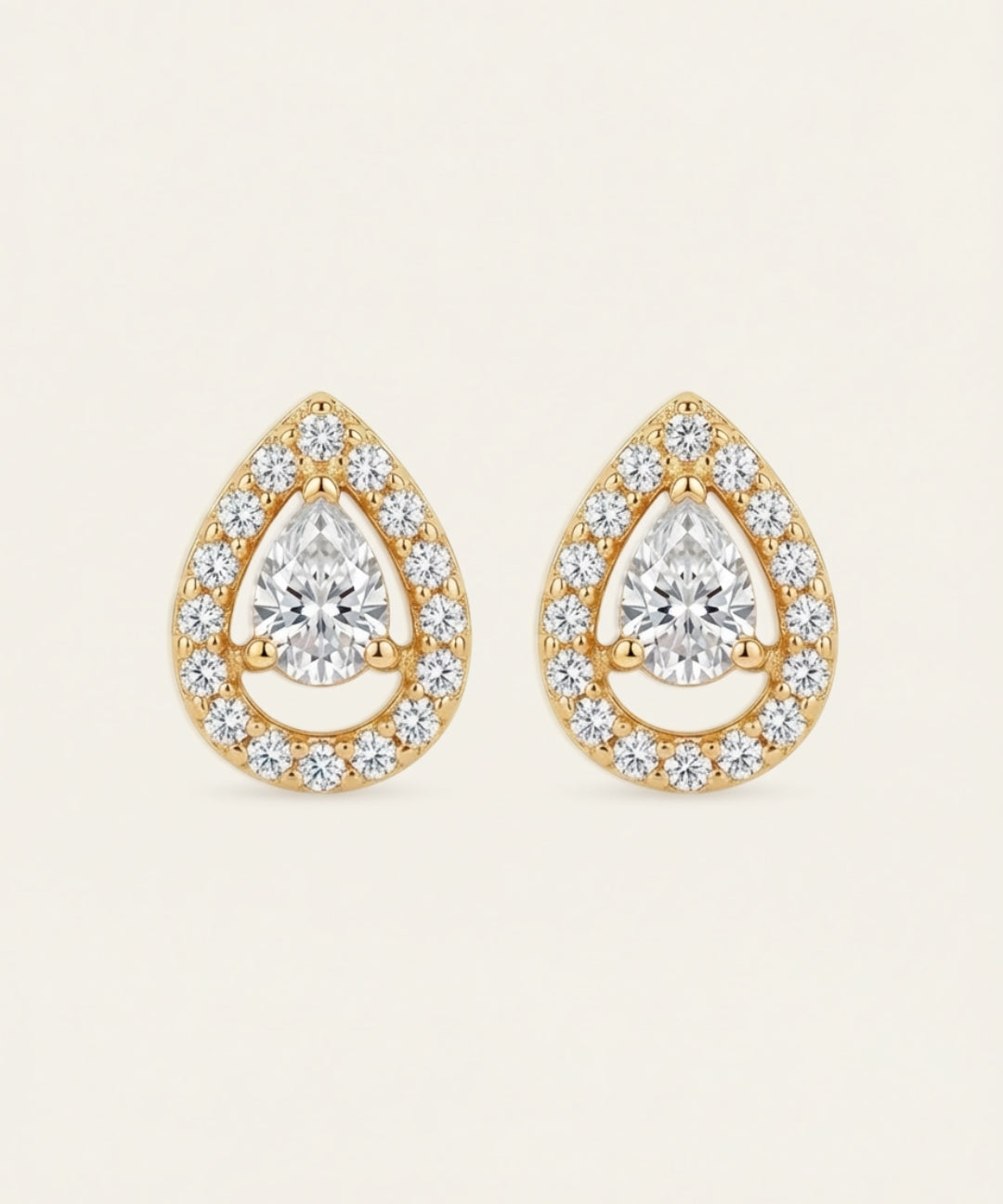 Selene Moissanite Studs, Pear Cut