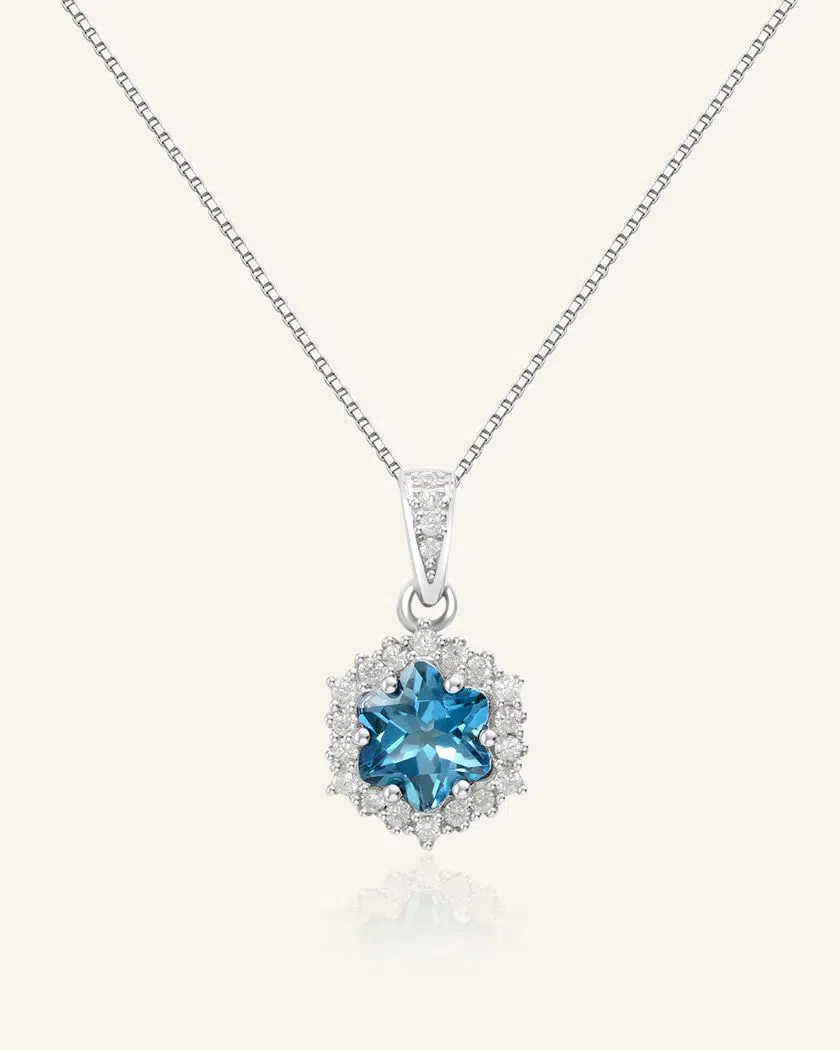 Snowflake Cut Necklace London Blue Topaz Silver2
