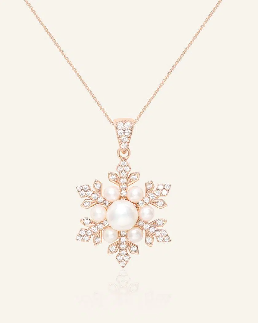 Snowflake Pearl Halo Necklace
