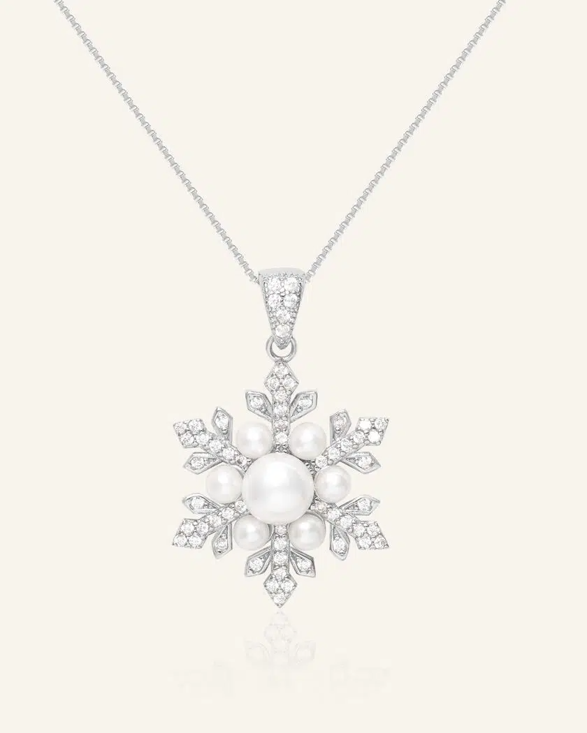 Snowflake Pearl Halo Necklace