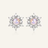 Snowflake Moonstone Studs
