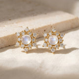 Snowflake Moonstone Studs