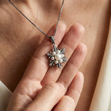 Snowflake Pearl Halo Necklace