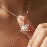 Snowflake Pearl Halo Necklace
