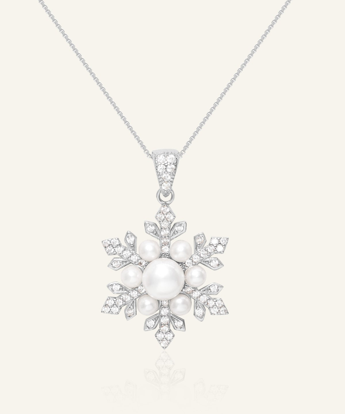 Snowflake Pearl Halo Necklace
