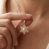 Snowflake Pearl Halo Necklace