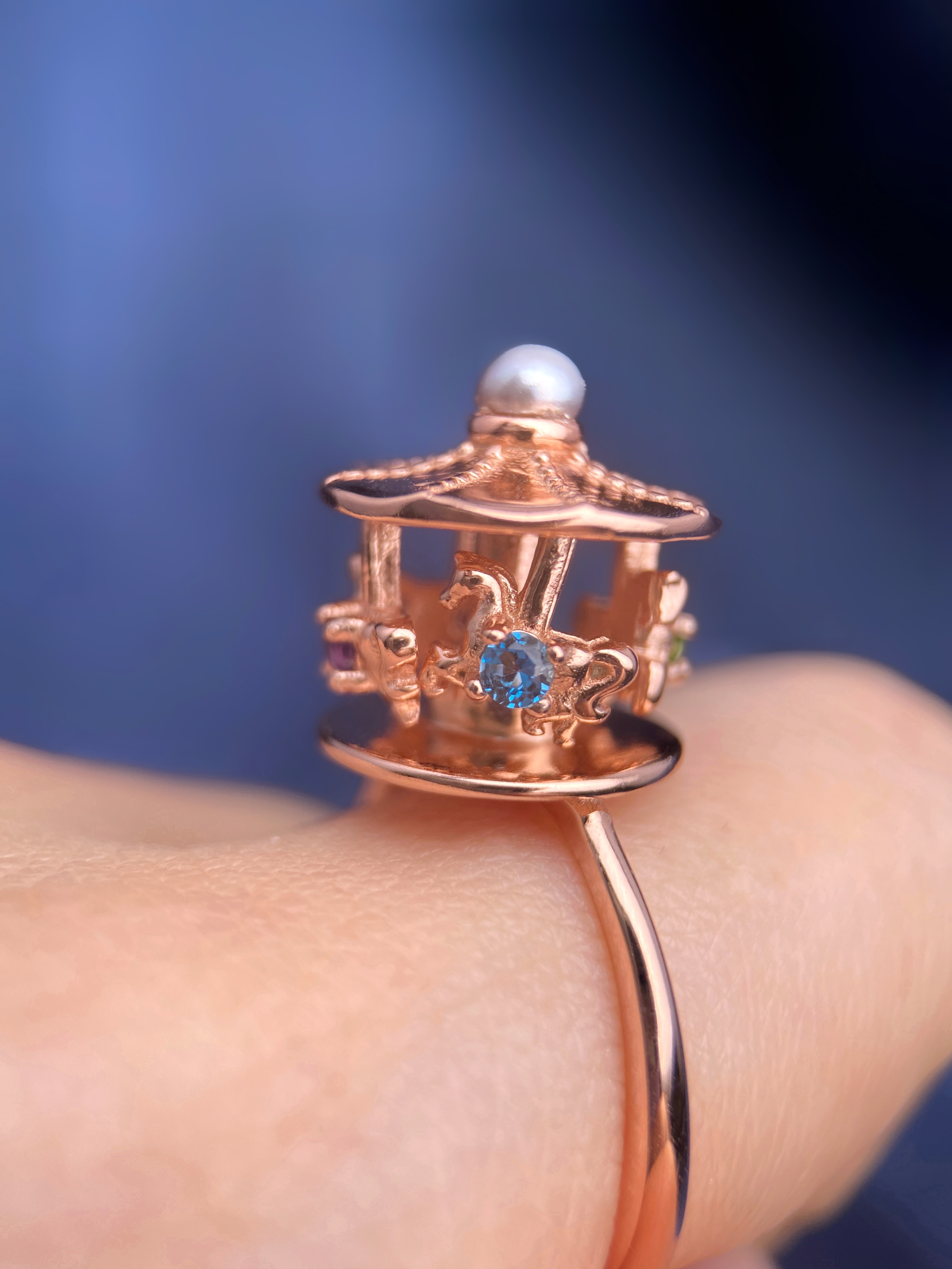 Rose Gold Spinning Carousel Ring Worn