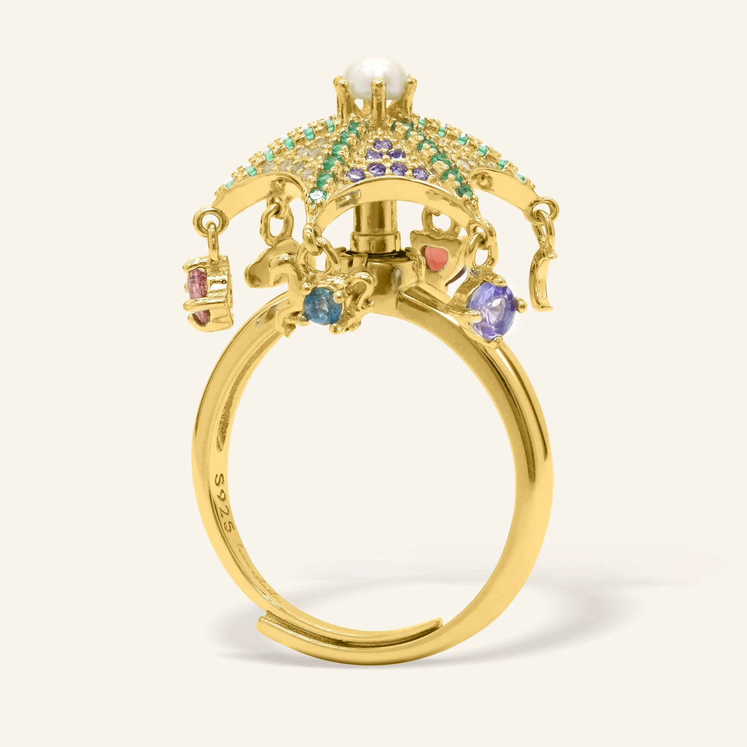 Spinning Merry Go Round Ring Yellow Gold scaled