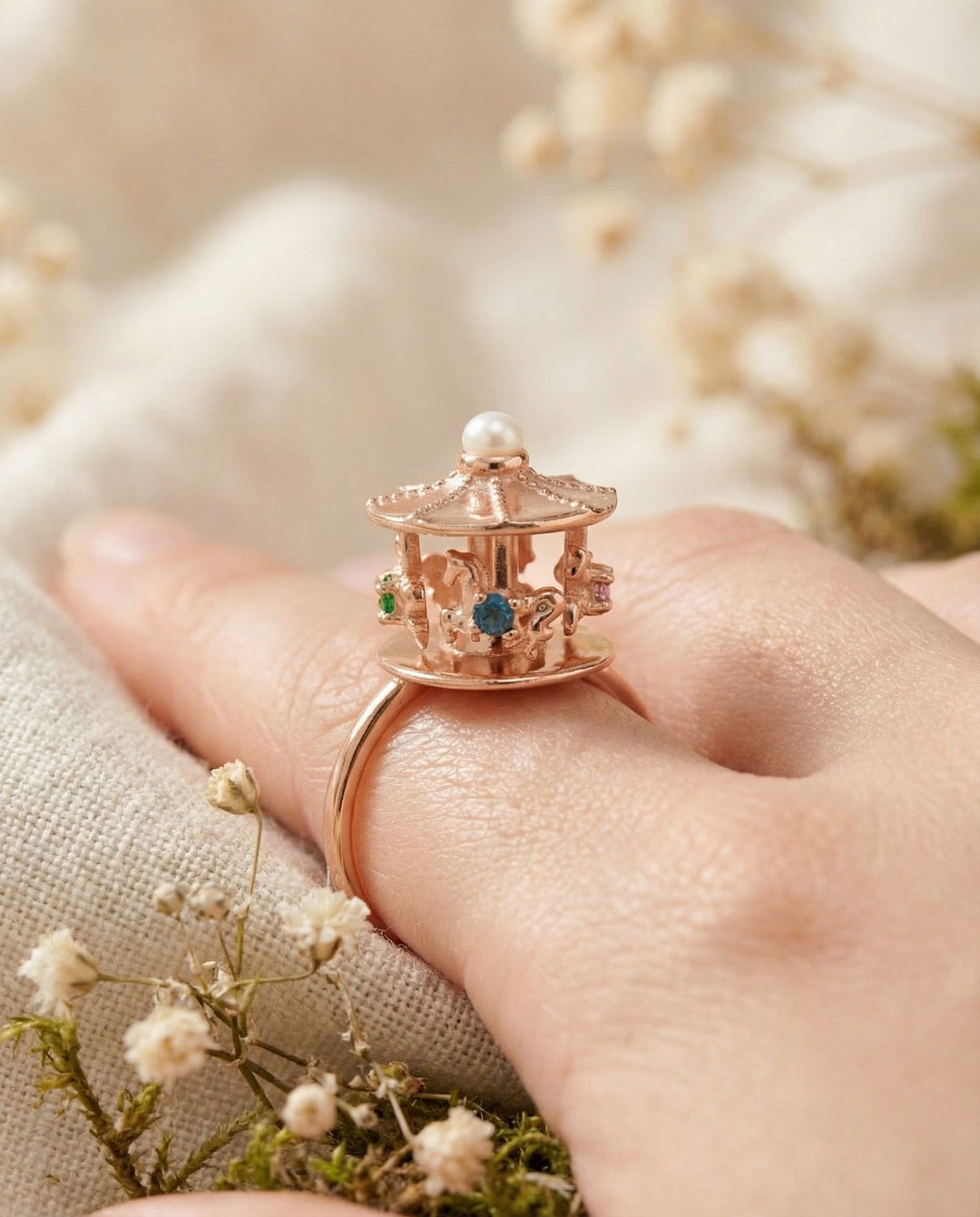 Spinning Carousel Ring | 925 Silver Interactive Merry-Go-Round Jewelry ...