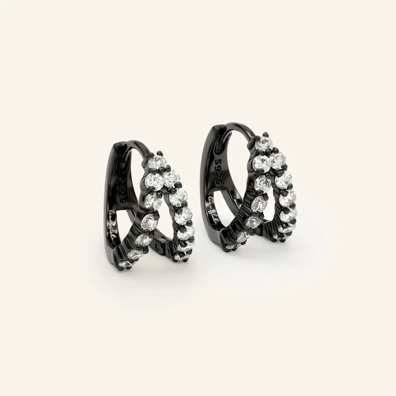 Split Hoop Huggies Black Gold Vermeil