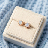 Ice Gem Biscuit Studs (Blue Lace Agate)