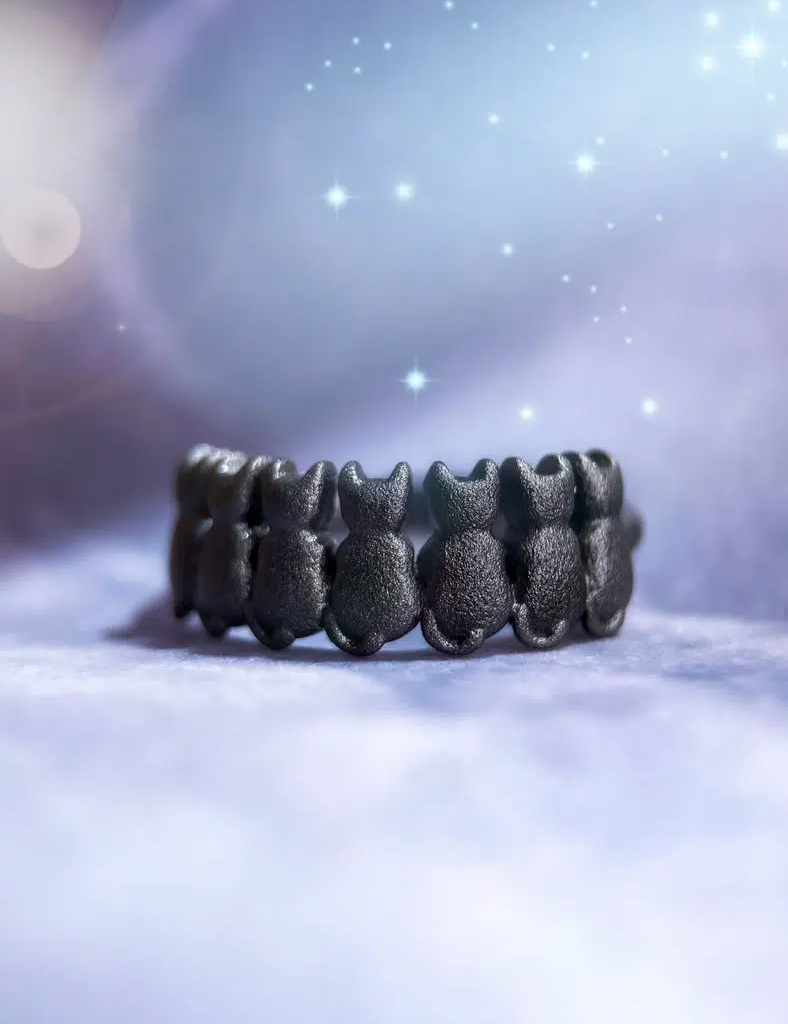 Tails The End Of Time Cat Ring Matt Black Gold 2