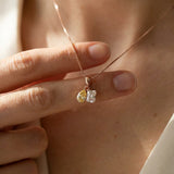 Toi et Moi Moissanite Necklace (Champagne & White)