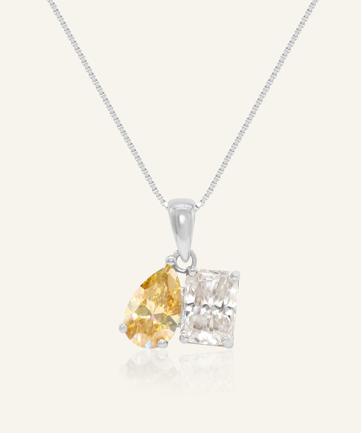 Toi et Moi Moissanite Necklace (Champagne & White)
