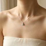 Toi et Moi Moissanite Necklace (White & Green)