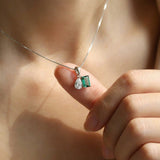 Toi et Moi Moissanite Necklace (White & Green)