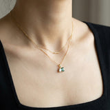 Toi et Moi Moissanite Necklace (White & Green)