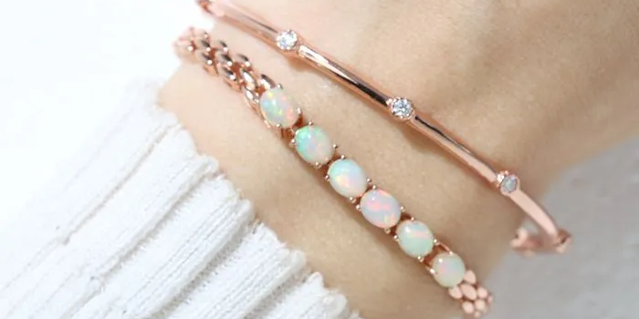 watch chain link opal bracelet and city cuff stack