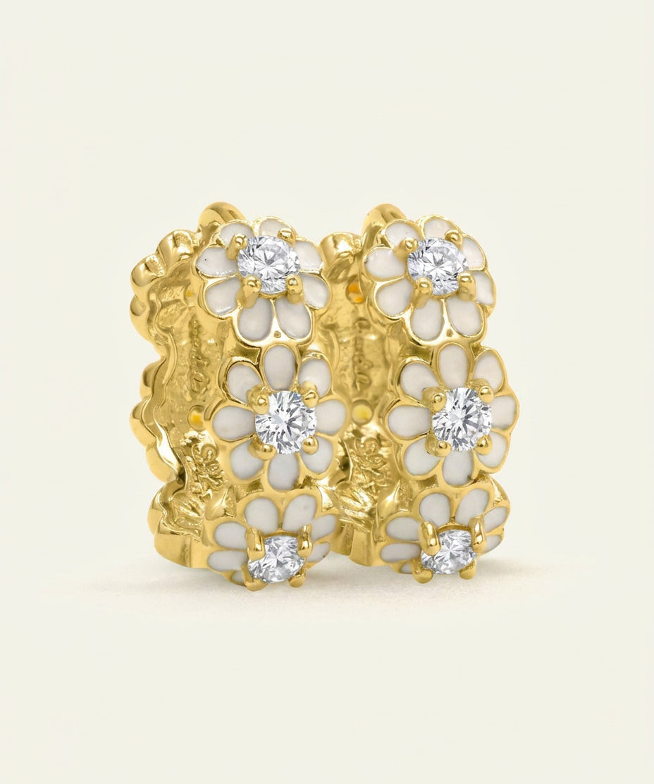 White Daisy Huggies (Moissanite)