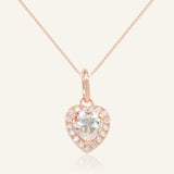 White Moissanite Heart Halo Necklace by Elate