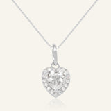 White Moissanite Heart Halo Necklace by Elate