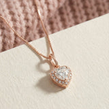 White Moissanite Heart Halo Necklace by Elate