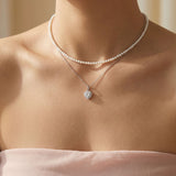 White Moissanite Heart Halo Necklace by Elate