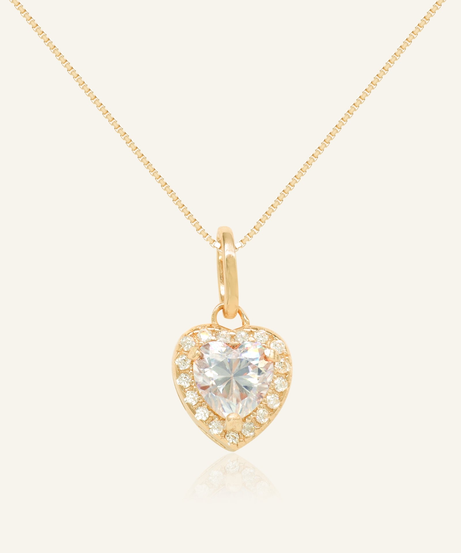 White Moissanite Heart Halo Necklace by Elate