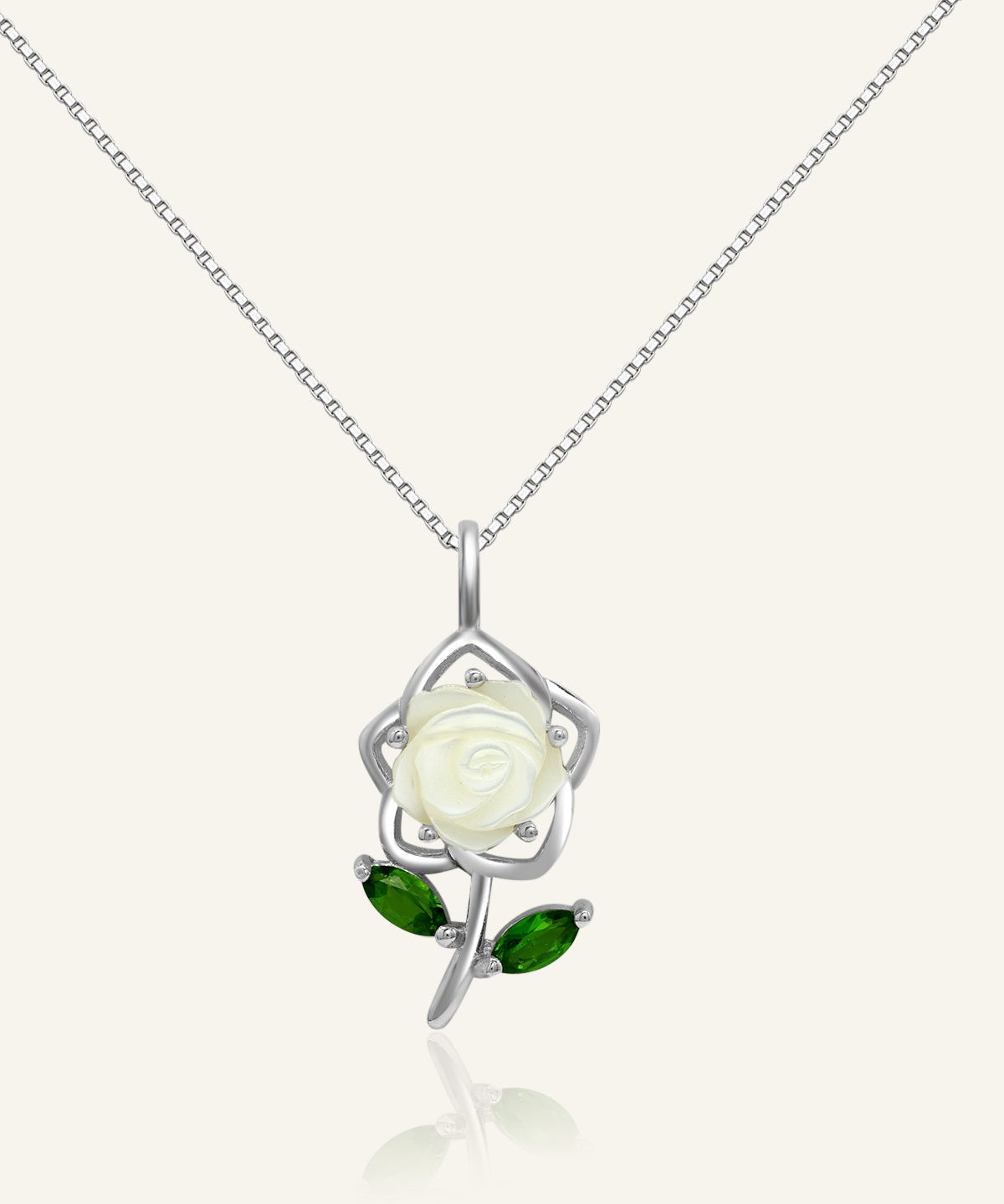 White Shell Rose Necklace