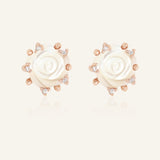 Handcarved White Shell Rose Studs
