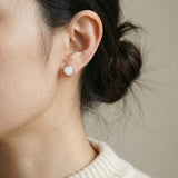 Handcarved White Shell Rose Studs