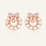 Wreath Ribbon Studs (Freshwater Pearl)