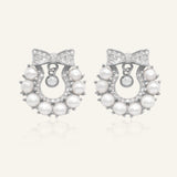Wreath Ribbon Studs (Freshwater Pearl)