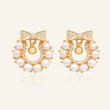 Wreath Ribbon Studs (Freshwater Pearl)