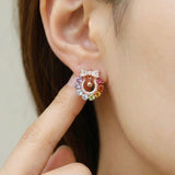 Wreath Ribbon Studs (Semi-Precious Gems)