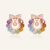 Wreath Ribbon Studs (Semi-Precious Gems)