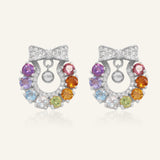 Wreath Ribbon Studs (Semi-Precious Gems)