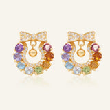 Wreath Ribbon Studs (Semi-Precious Gems)