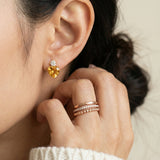 XL Citrine Heart Huggies