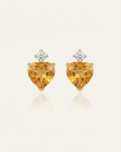 XL Citrine Heart Earrings